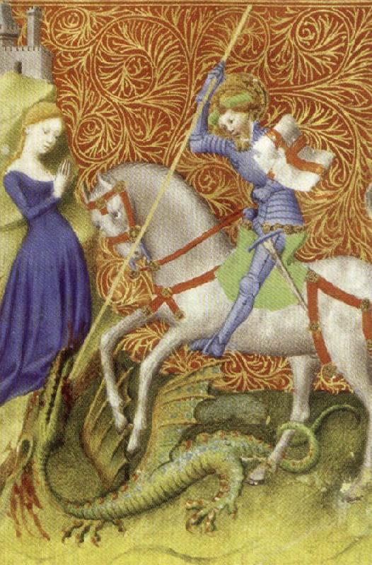 unknow artist Saint George Slaying the Dragon,from Breviary of john the Fearless Germany oil painting art